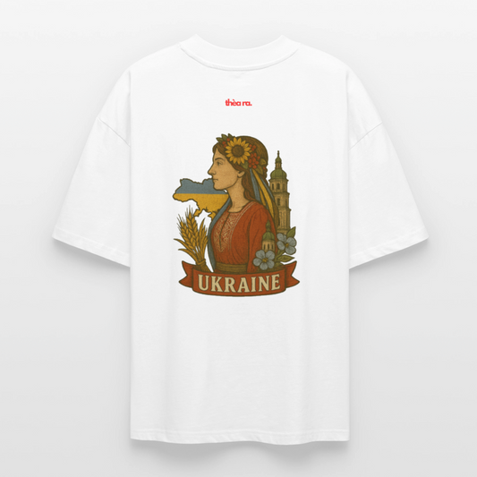 ♻️ 100% Bio Baumwolle Oversized T-Shirt Ukraine - Weiß