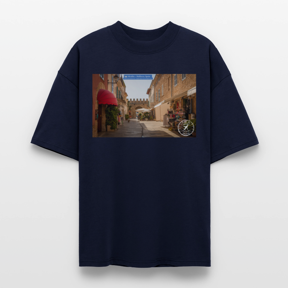 THÈA RA – "Mallorca Moment" Oversized Unisex Organic T-shirt Blaster - navy