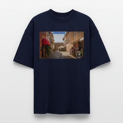 THÈA RA – "Mallorca Moment" Oversized Unisex Organic T-shirt Blaster - navy