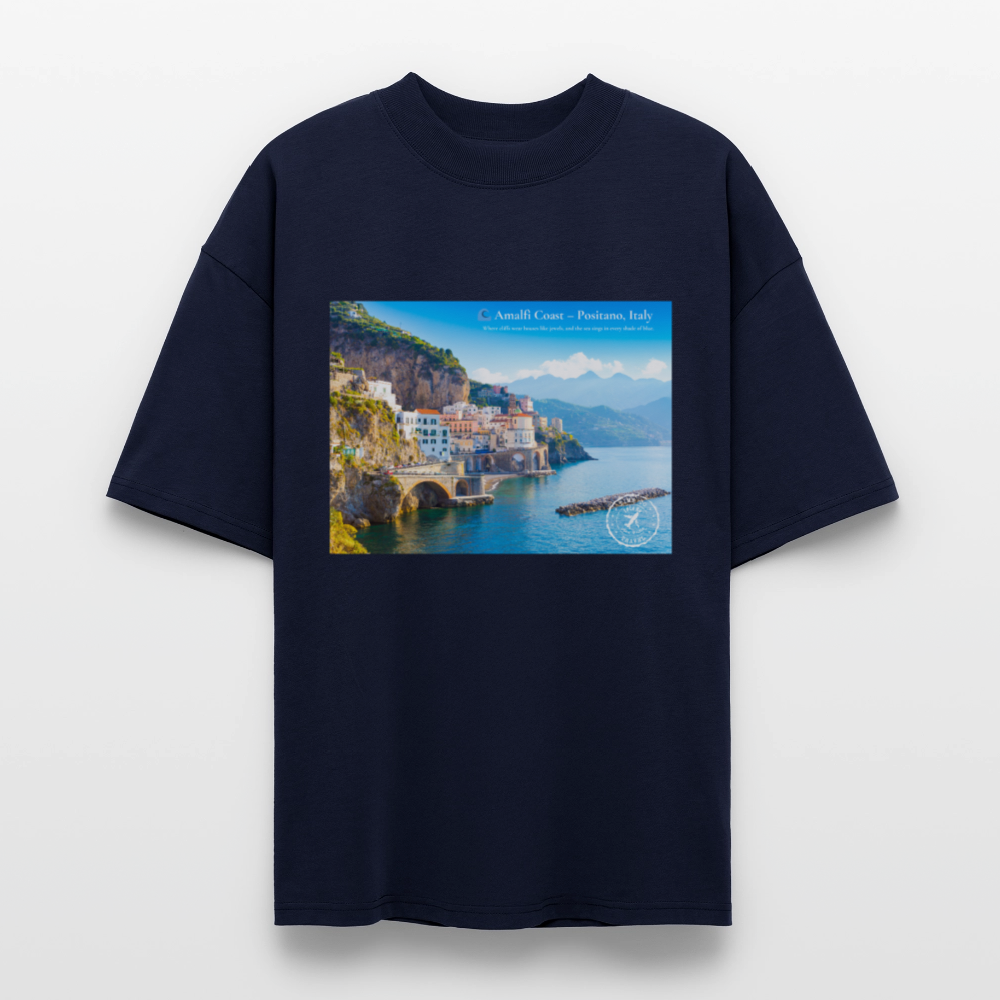 THÈA RA – "Amalfi Moment" Oversized Unisex Organic T-shirt Blaster - navy