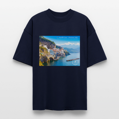 THÈA RA – "Amalfi Moment" Oversized Unisex Organic T-shirt Blaster - navy