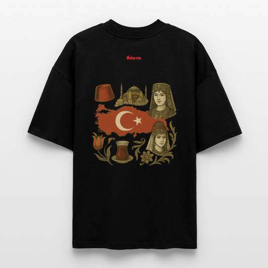 ♻️ 100% Bio Baumwolle Oversized T-Shirt Türkiye - Schwarz