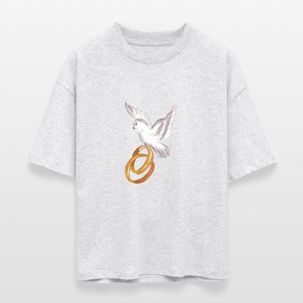 ♻️ 100% Bio Baumwolle Frauen Boxy T-Shirt - Weiß meliert