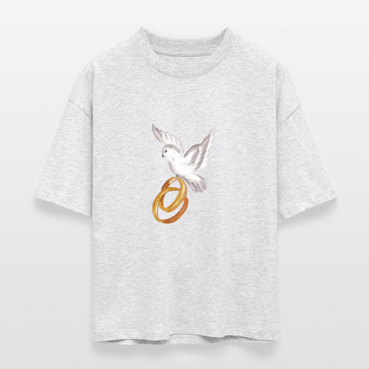 ♻️ 100% Bio Baumwolle Frauen Boxy T-Shirt - Weiß meliert