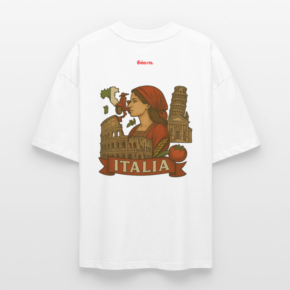 ♻️ 100% Bio Baumwolle Oversized T-Shirt Italia - Weiß