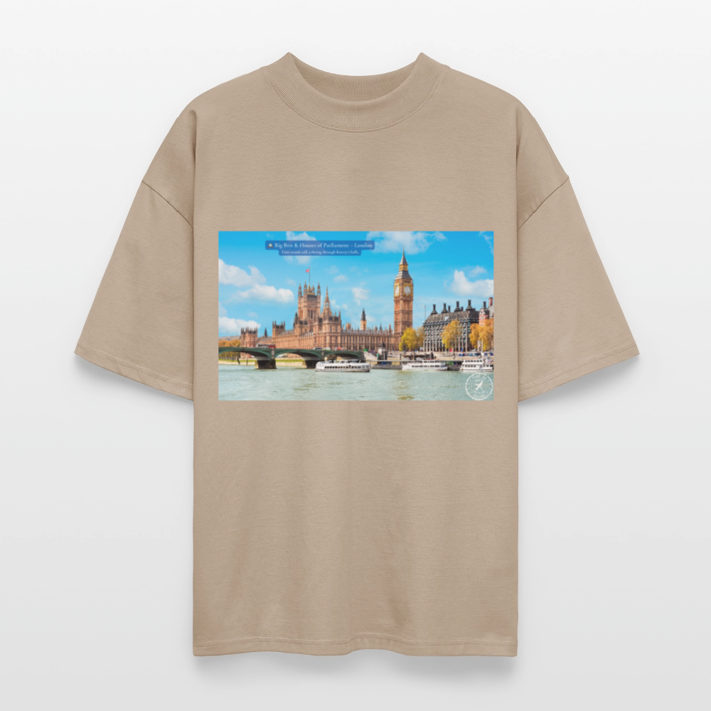 THÈA RA – "London Moment" Oversized Unisex Organic T-shirt Blaster - stone