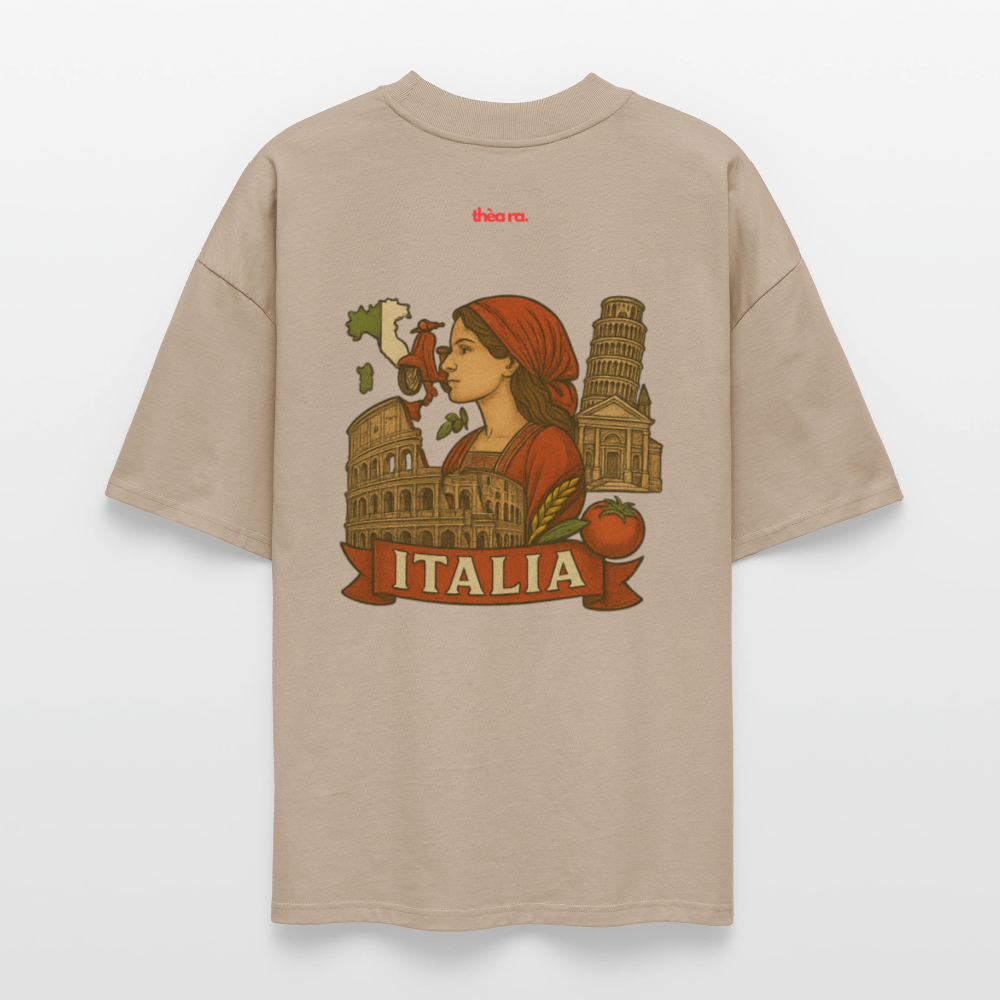 ♻️ 100% Bio Baumwolle Oversized T-Shirt Italia - Steingrau