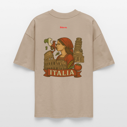 ♻️ 100% Bio Baumwolle Oversized T-Shirt Italia - Steingrau