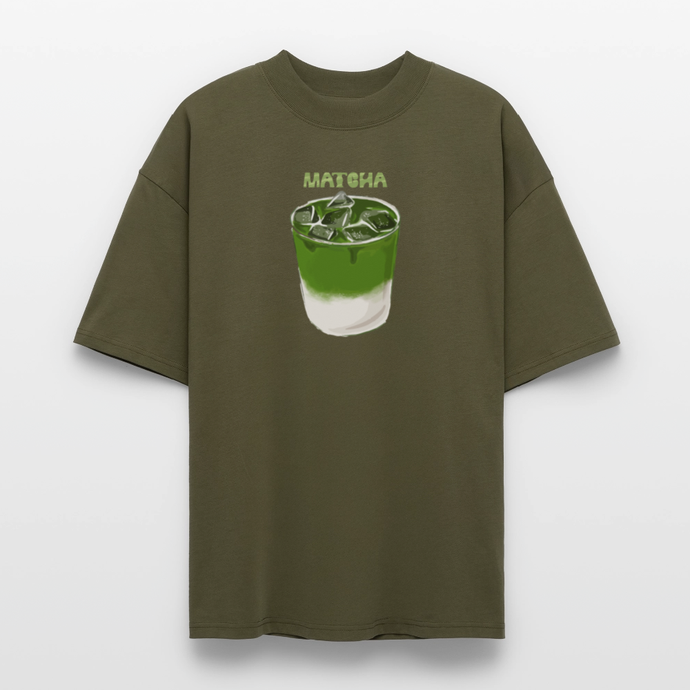 ♻️ 100 % Bio-Baumwolle – "Matcha Lovers" Oversized T-Shirt - Khaki