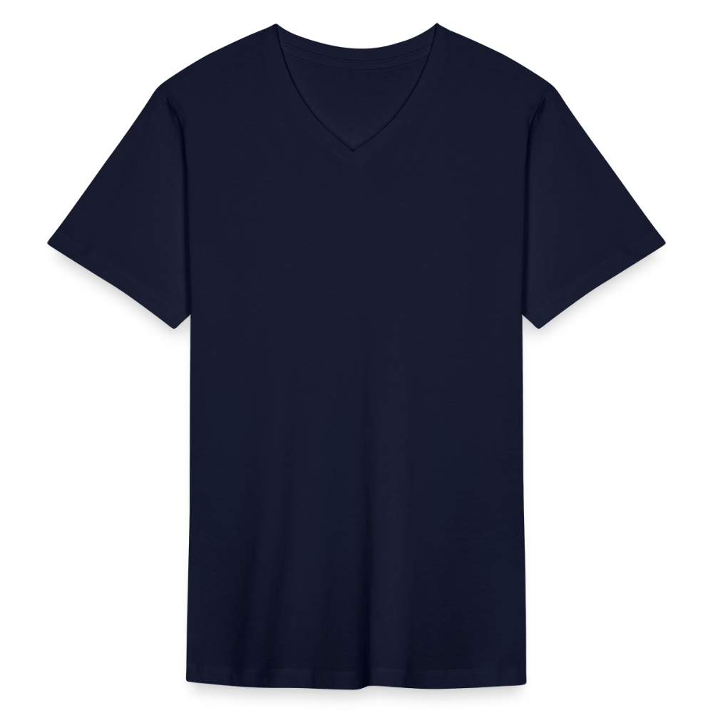 ♻️ Personalisierbares Männer 100% Bio Baumwolle-T-Shirt mit V-Ausschnitt - Navy