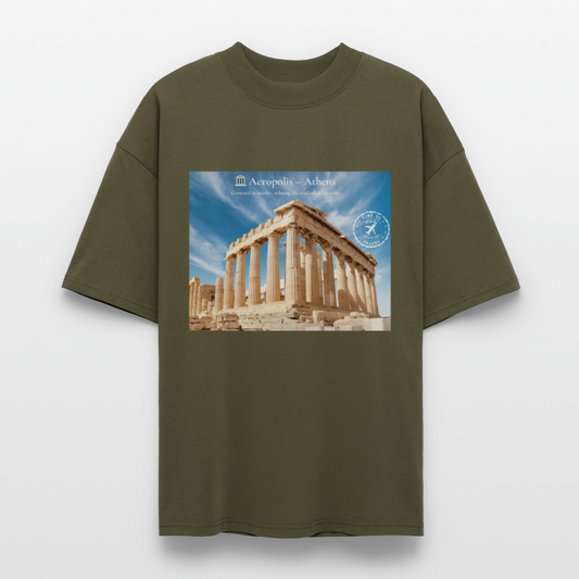 THÈA RA – "Athens Moment" Oversized Unisex Organic T-shirt Blaster - khaki