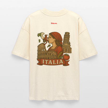 ♻️ 100% Bio Baumwolle Oversized T-Shirt Italia - Weißgrau
