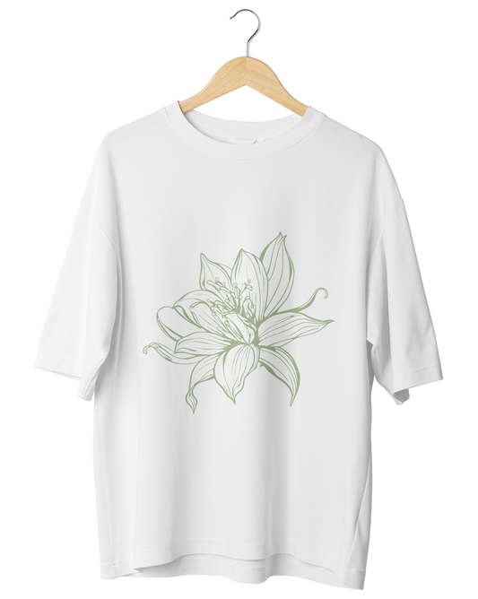 THÈA RA – "Botanic Frontprint" Oversize T-Shirt