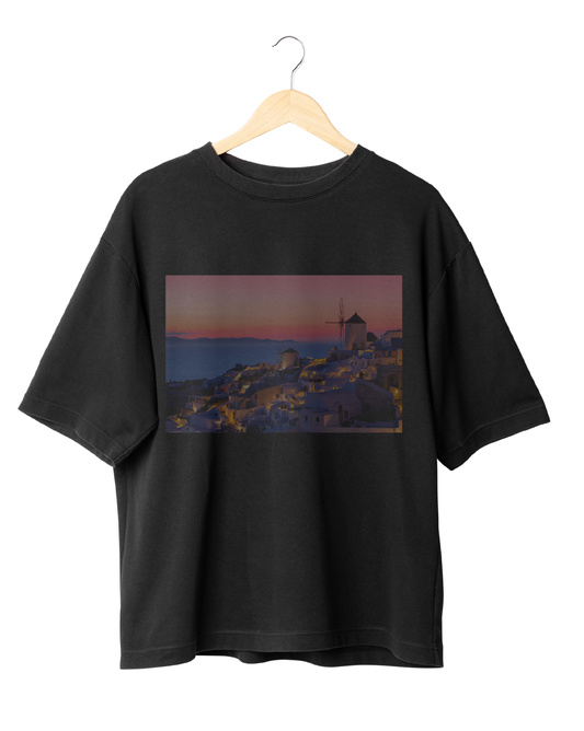 THÈA RA – "Sunset in Oía" Oversize T-Shirt